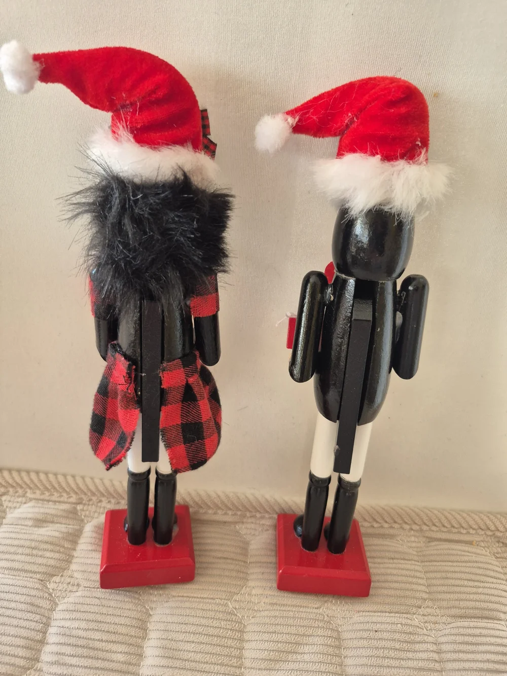 Red Holiday Nutcracker Couple Penguin Figurines - Festive Decor